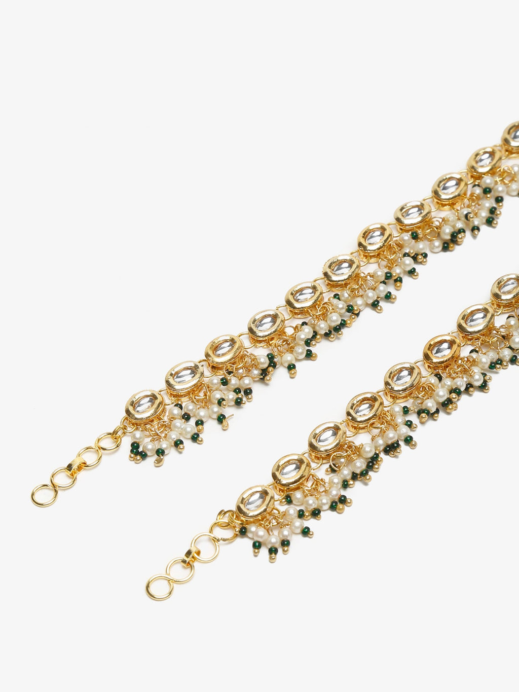 White Gold-Polished Anklets Set Of 2 - Ruby Raang | Grocsy