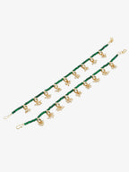 Women's Green Gold-Polished Anklets Set Of 2 - Ruby Raang | Grocsy