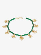 Women's Green Gold-Polished Anklets Set Of 2 - Ruby Raang | Grocsy