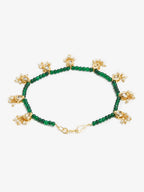 Women's Green Gold-Polished Anklets Set Of 2 - Ruby Raang | Grocsy
