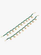 Women's Set Of 2 Green Anklets - Ruby Raang | Grocsy