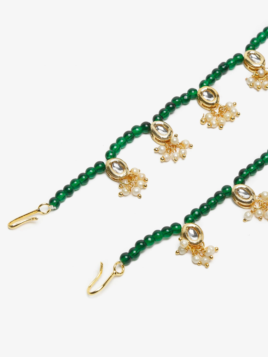 Women's Set Of 2 Green Anklets - Ruby Raang | Grocsy