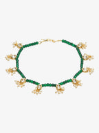 Women's Set Of 2 Green Anklets - Ruby Raang | Grocsy