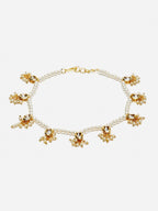 White Gold-Toned Plated Kundan Anklets Set Of 2 - Ruby Raang | Grocsy