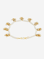 White Gold-Toned Plated Kundan Anklets Set Of 2 - Ruby Raang | Grocsy