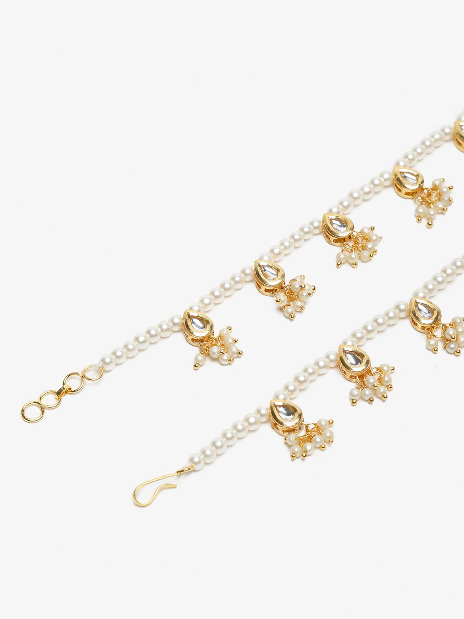 White Gold-Polished Anklets Set Of 2 - Ruby Raang | Grocsy