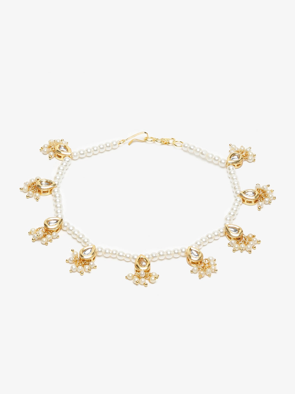 White Gold-Polished Anklets Set Of 2 - Ruby Raang | Grocsy