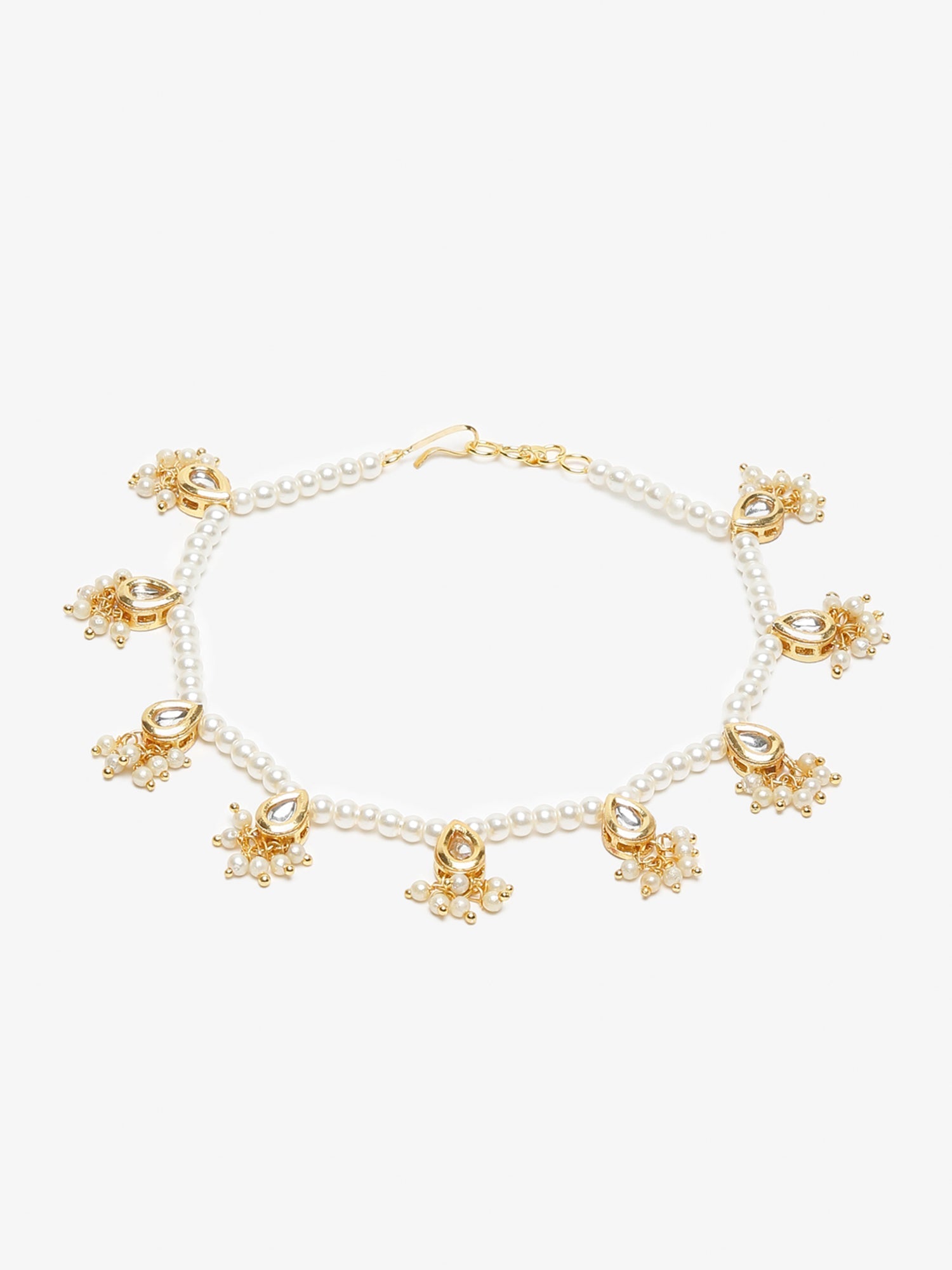 White Gold-Polished Anklets Set Of 2 - Ruby Raang | Grocsy