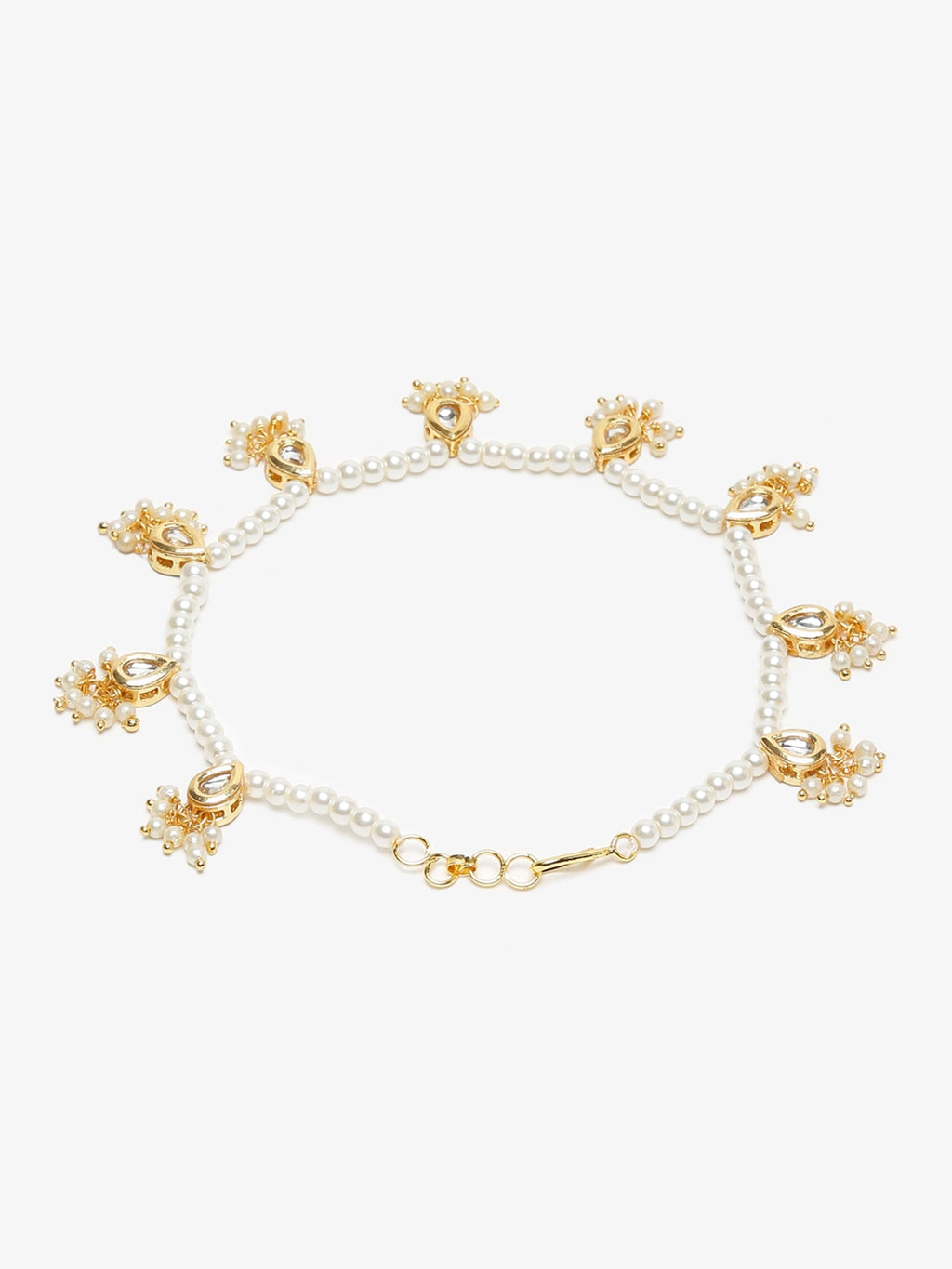 White Gold-Polished Anklets Set Of 2 - Ruby Raang | Grocsy