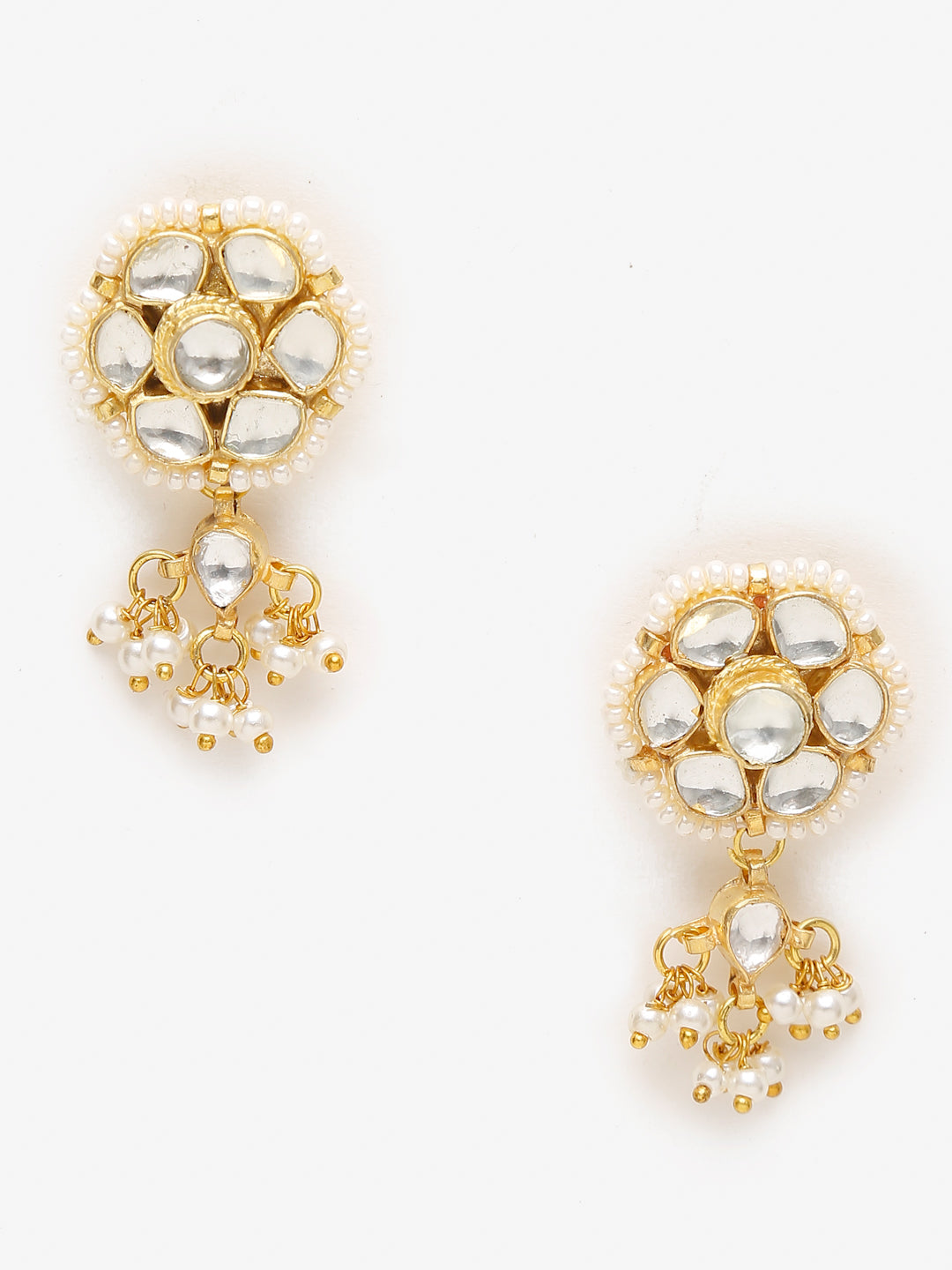 Gold-Polished Green Kundan-Studded Choker With Earrings - Ruby Raang | Grocsy