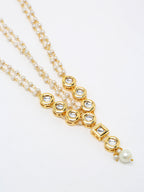 Gold-Polished White Kundan Beaded Matha Patti - Ruby Raang | Grocsy