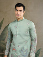 Vastranavya Pista Green Exclusive Festival Wear Viscose Silk Thread & Sequence Embroidered Work Kurta | Grocsy