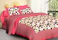 Vamika Printed Cotton Pink & Multicolor Bedsheet With Pillow Covers (LEOC_CHKM_P) | Grocsy