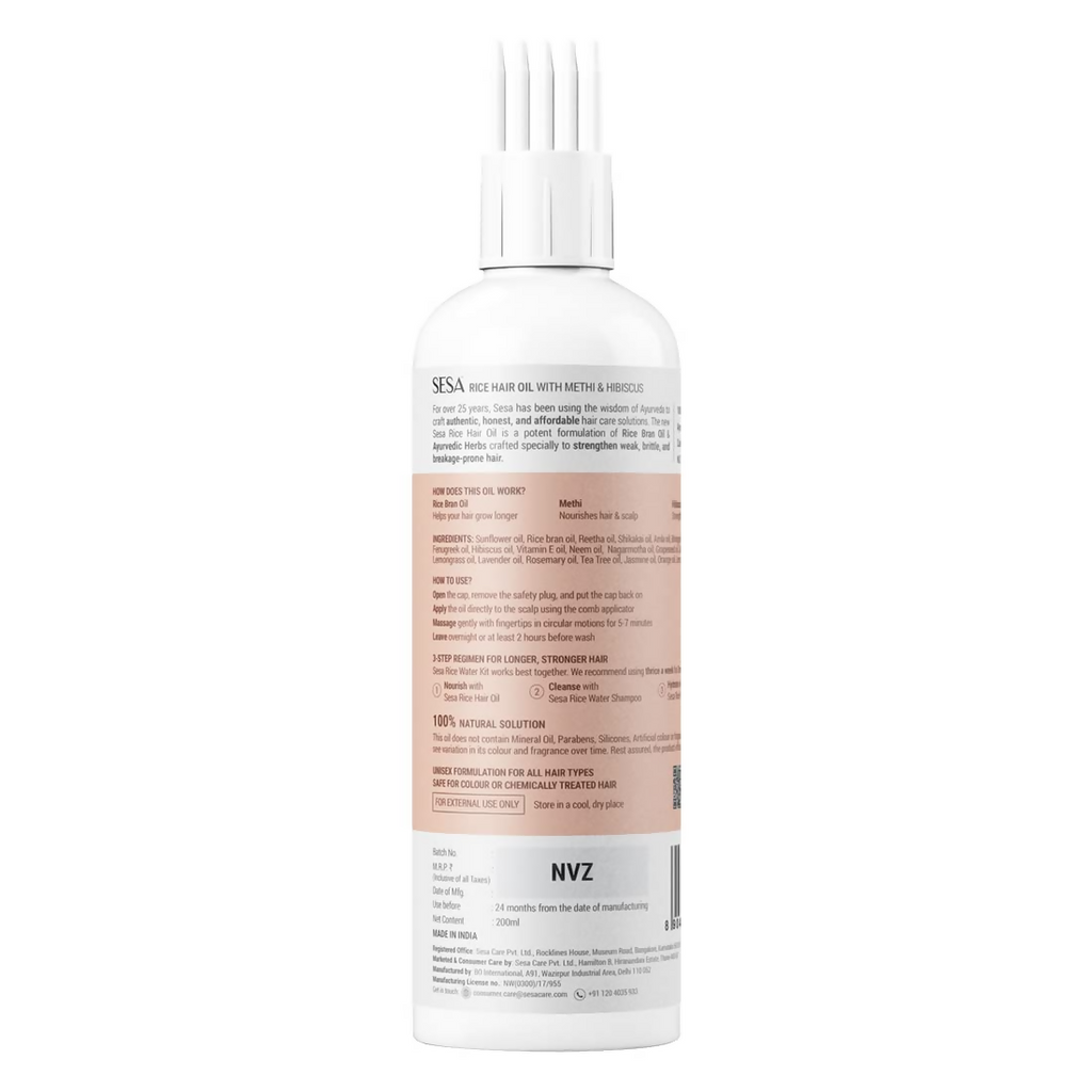 Sesa Ayurvedic Rice Hair Oil with Methi & Hibiscus | Grocsy