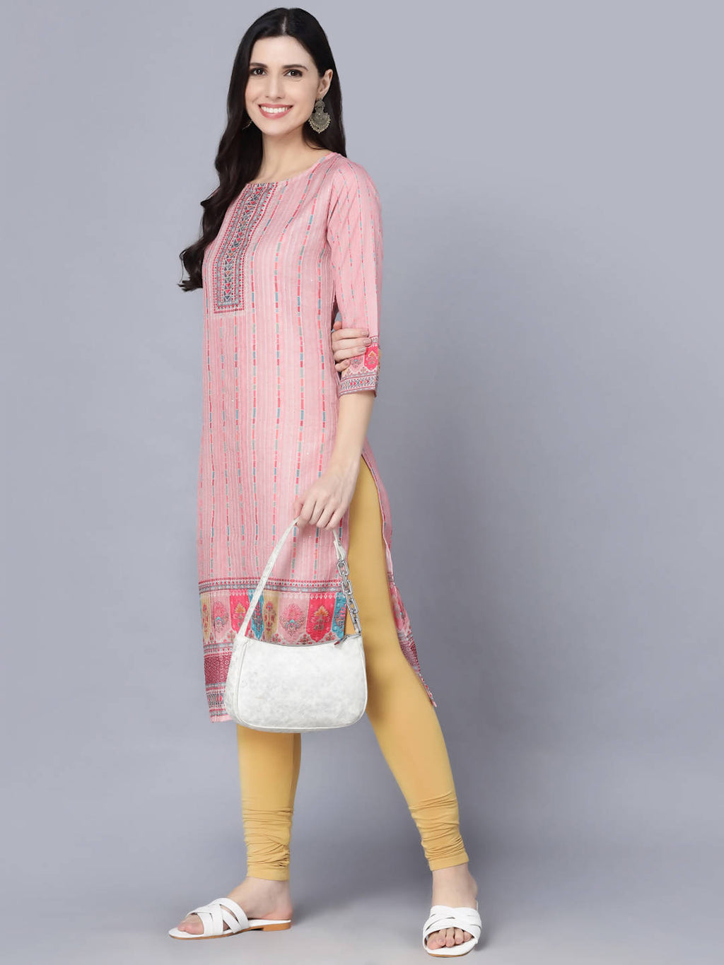 Myshka Women Pink Striped Kurta | Grocsy