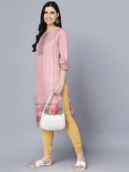 Myshka Women Pink Striped Kurta | Grocsy