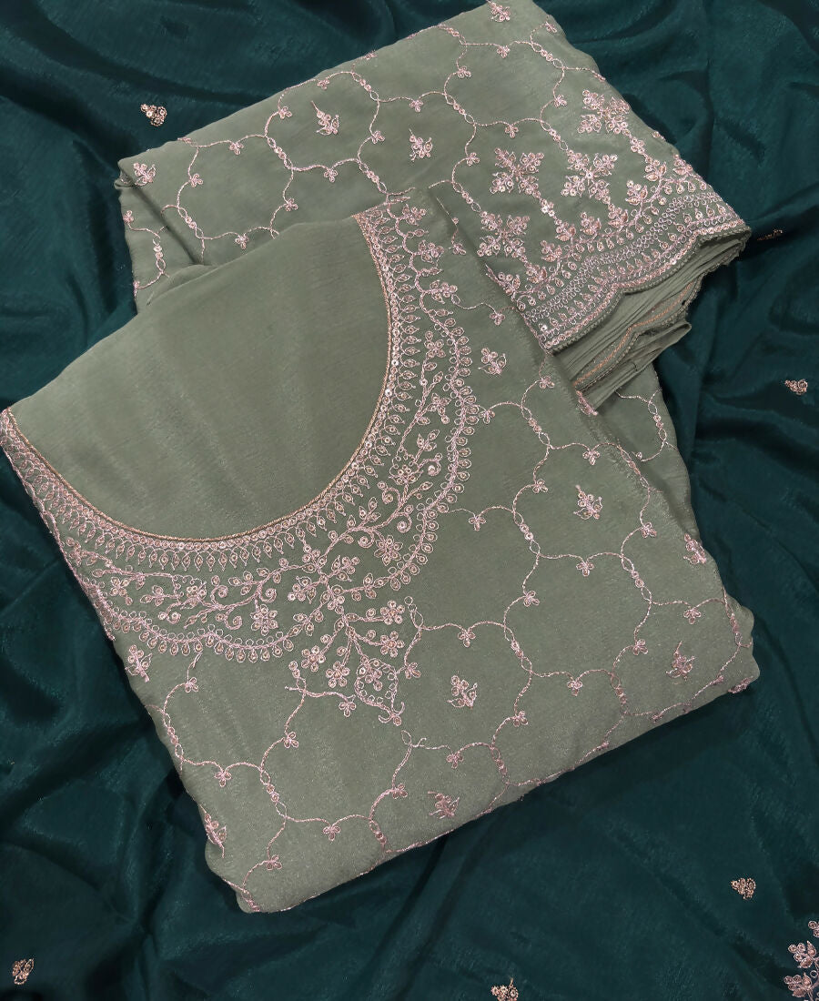 KC Heavy Chinon Pista Green Salwar Suit For Women Ethnic Wear | Grocsy