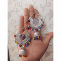 MS Fashion India Multi Color Alloy Drops And Mirror Hanging Jhumka Chandbali Earrings | Grocsy
