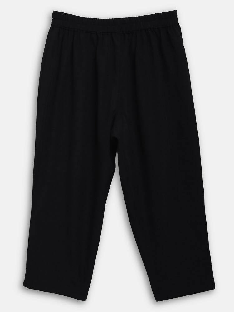 Ahalyaa Black Georgette Stripped Gold Printed Kids Kurta Pant Set For Girls | Grocsy