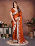Teeya Creation New Trendy Stylish Party Wear Silk Saree-Orange | Grocsy