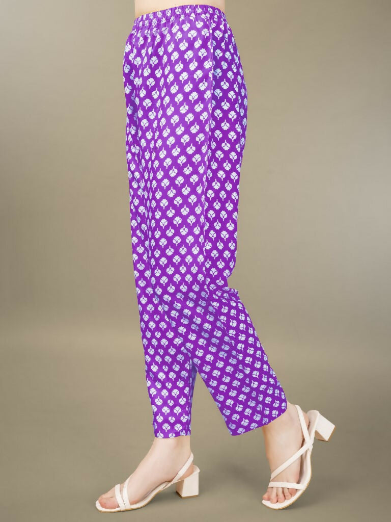 Jyoti Fashion Women's Purple Rayon Embroidery & Sequence work Kurta with Trouser & Dupatta | Grocsy