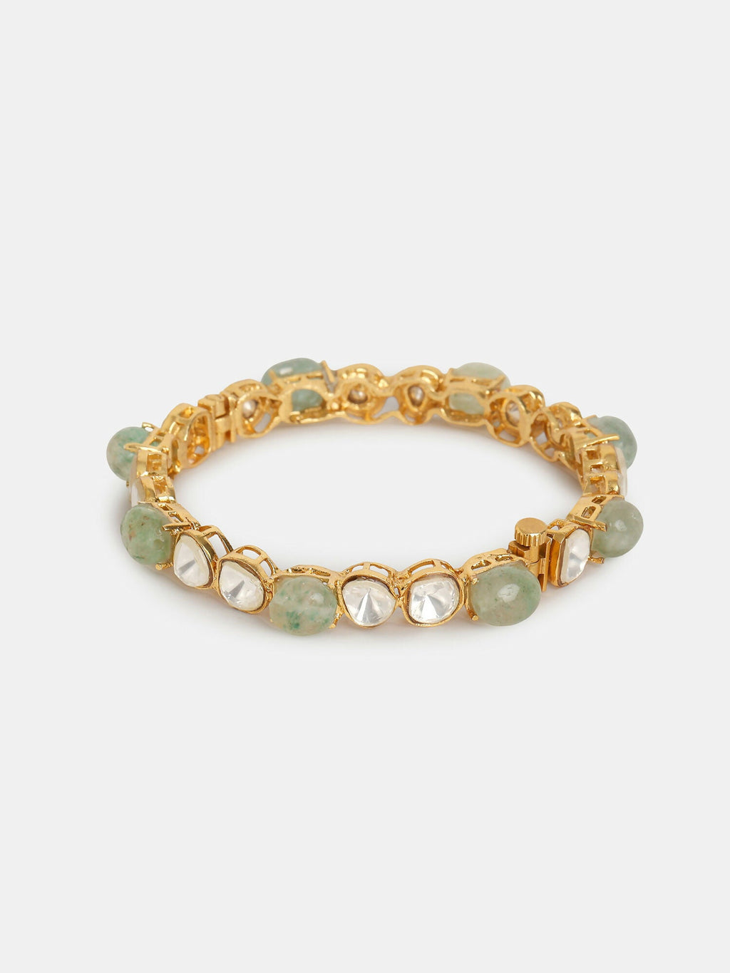 Ruby Raang 22k Gold Polished Kundan Bangle | Grocsy