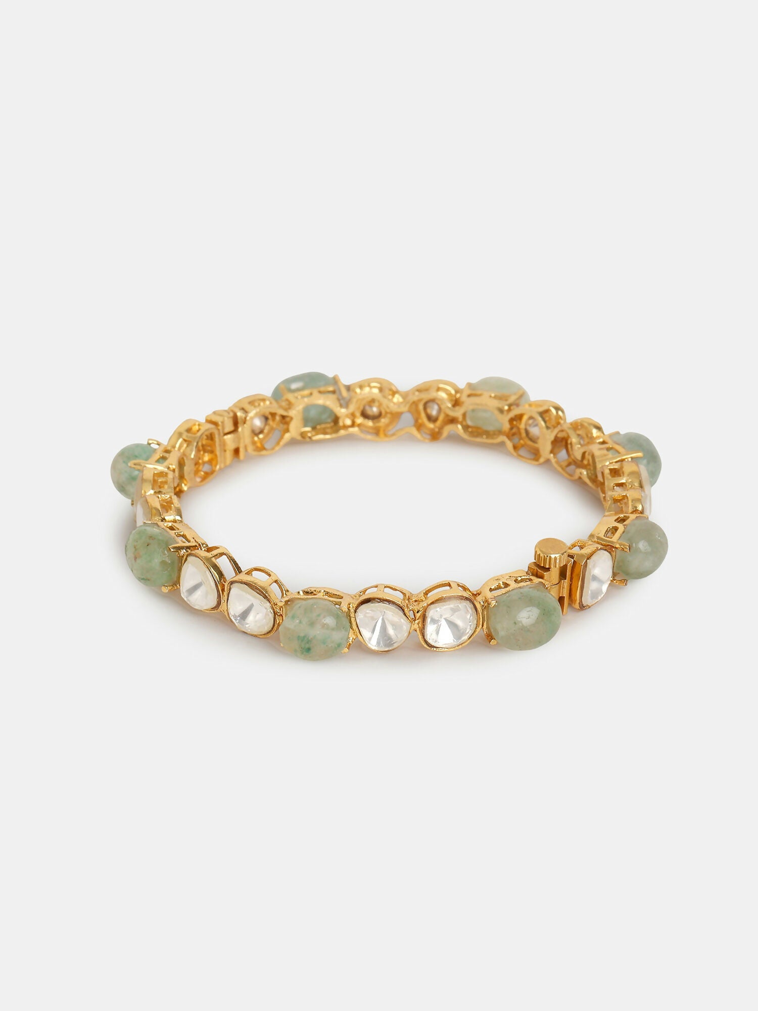 Ruby Raang 22k Gold Polished Kundan Bangle | Grocsy
