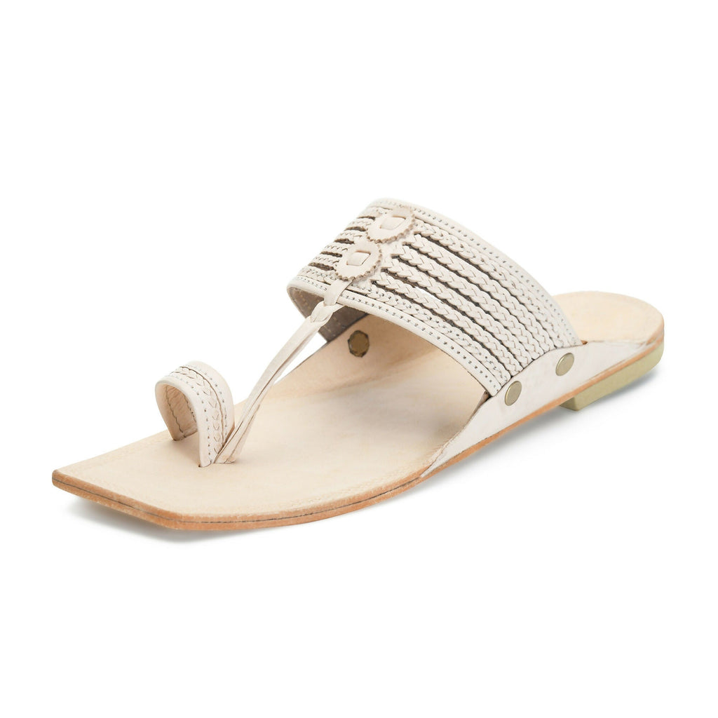 Stepsoft Men'S Natural Square Toe Kolhapuri Chappal | Original Handcrafted Leather Ethnic Slippers | Grocsy