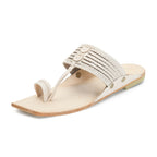 Stepsoft Men'S Natural Square Toe Kolhapuri Chappal | Original Handcrafted Leather Ethnic Slippers | Grocsy