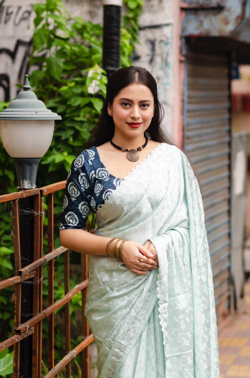 Blue Poly Silk Ethnic Motifs Saree with Unstitched Blouse - A2M | Grocsy