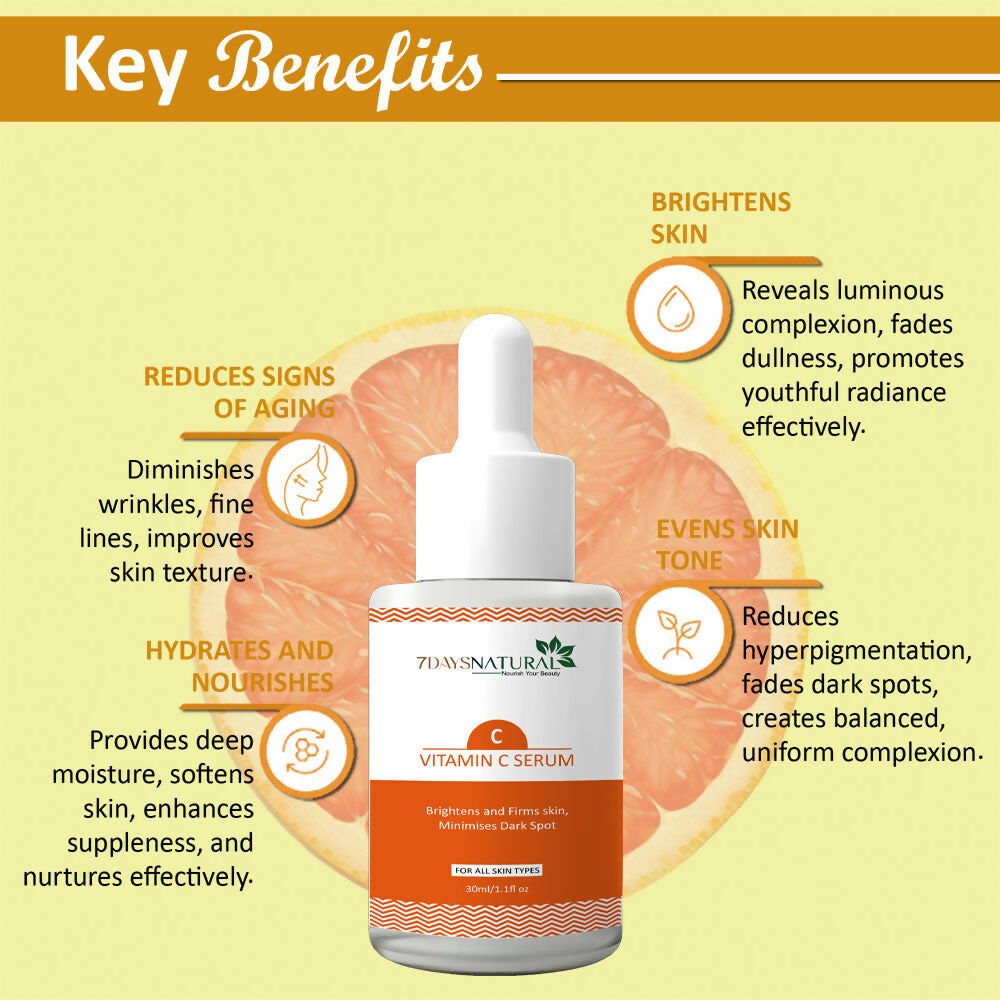 7 Days Vitamin C-Advance Radiance Booster Skin Brightening Face Glowing Serum | Grocsy