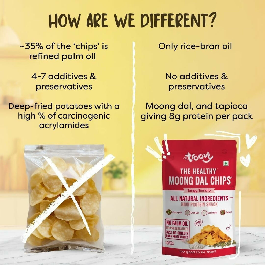 Troovy Healthy Tangy Tomato Moong Dal Chips | Grocsy