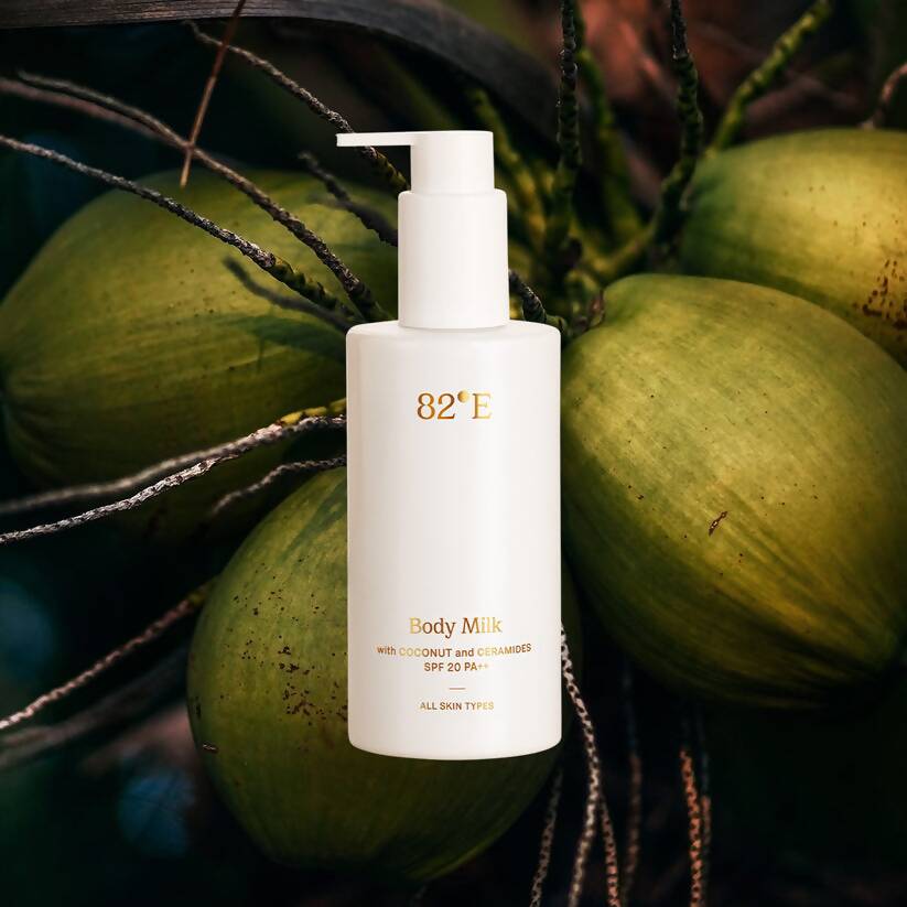 82°E By Deepika Padukone Body Milk Cream, SPF 20 PA++ with Coconut and Ceramides | Grocsy
