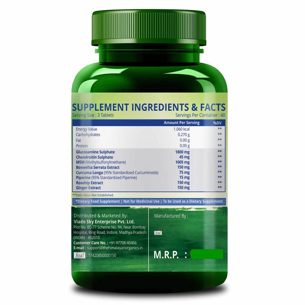 Himalayan Organics Glucosamine Chondroitin & MSM Vegetarian Tablets | Grocsy