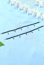 Mominos Fashion Kamal Johar Black Beads Anklets | Grocsy