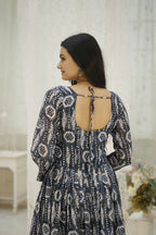 Aayaa Printed Faux Georgette with Embroidery Thread Sequins work Gown - Multi Color | Grocsy