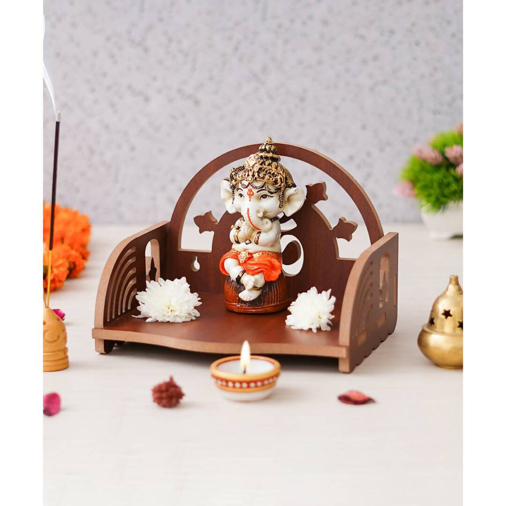 eCraftIndia Brown MDF Wooden Pooja Temple | Grocsy
