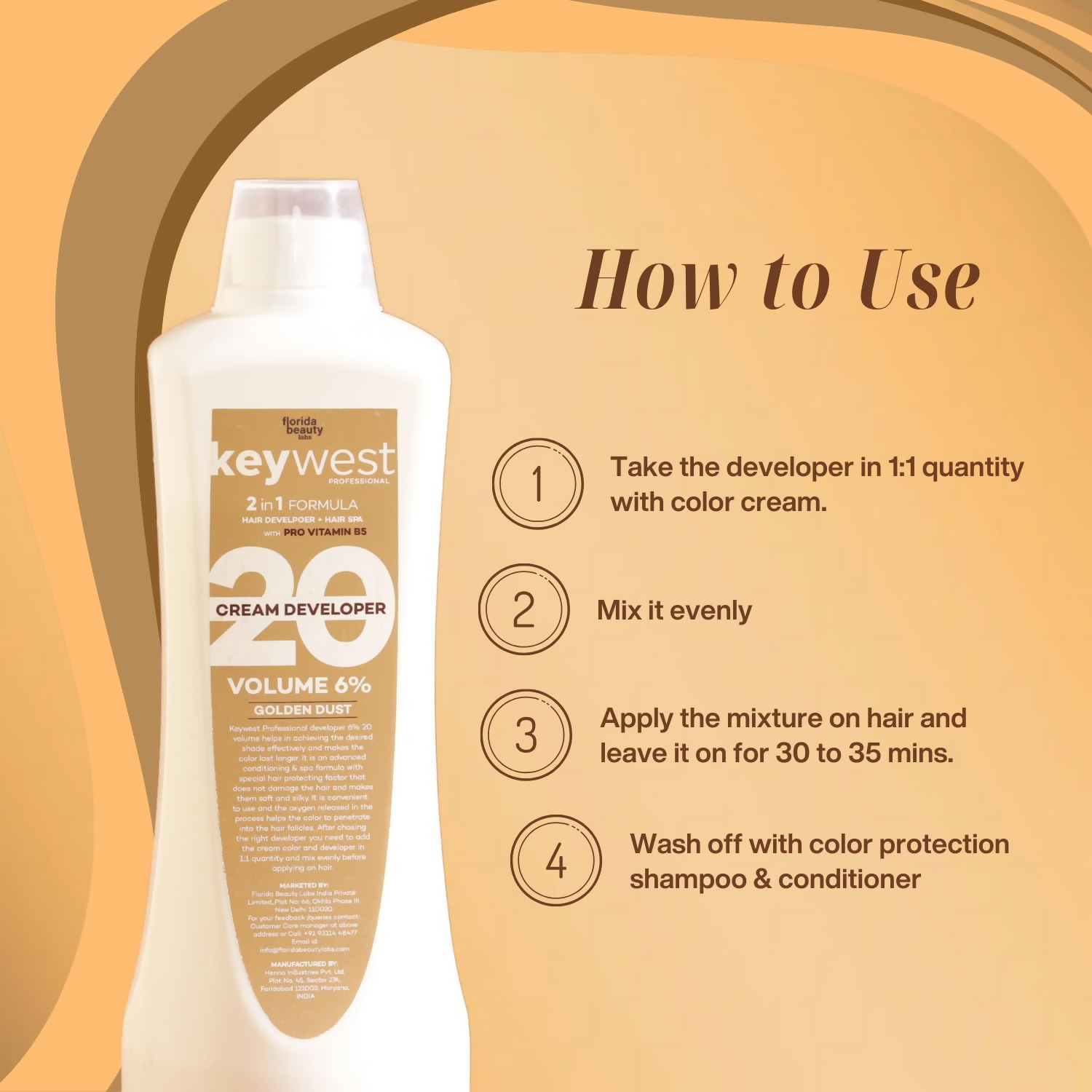 Keywest Professional Hair Color Developer Volume 6% With Pro Vitamin B5 | Grocsy