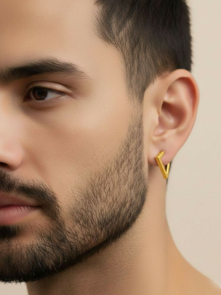 NVR Men's Multicolour Geomatric Shaped Stud Earrings | Grocsy