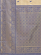 Shree Shyam Fashion Aura Silk Cream Navy Blue Banarasi Silk Saree | Grocsy