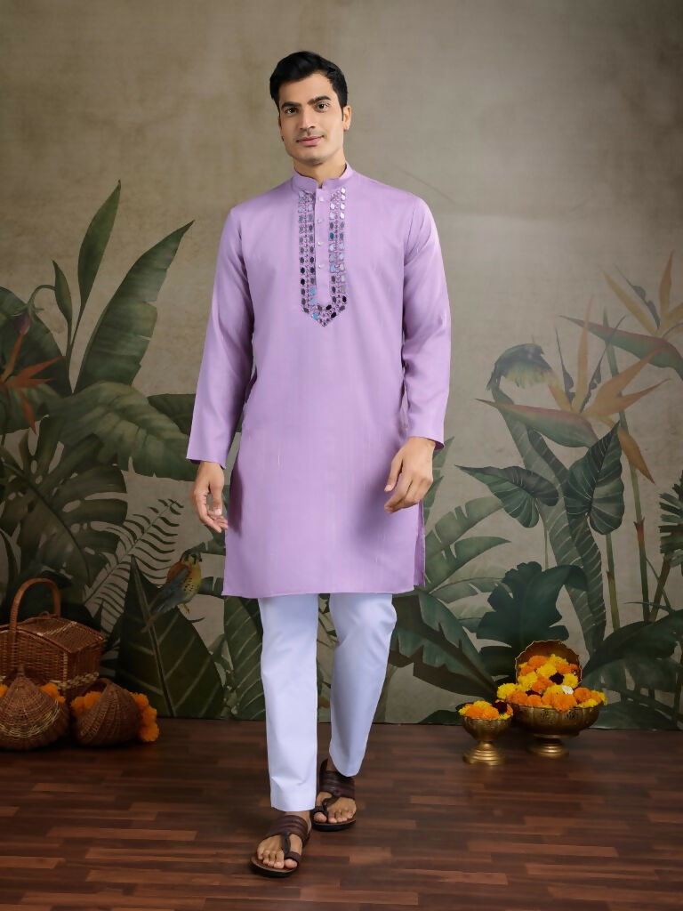 Vastranavya Dusty Pink Exclusive Viscose Rayon Festival Wear Real Mirror Work Kurta with Dupatta | Grocsy