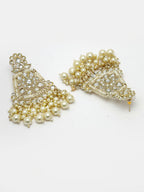 NVR Women Gold-Polished Kundan Drop Earrings | Grocsy