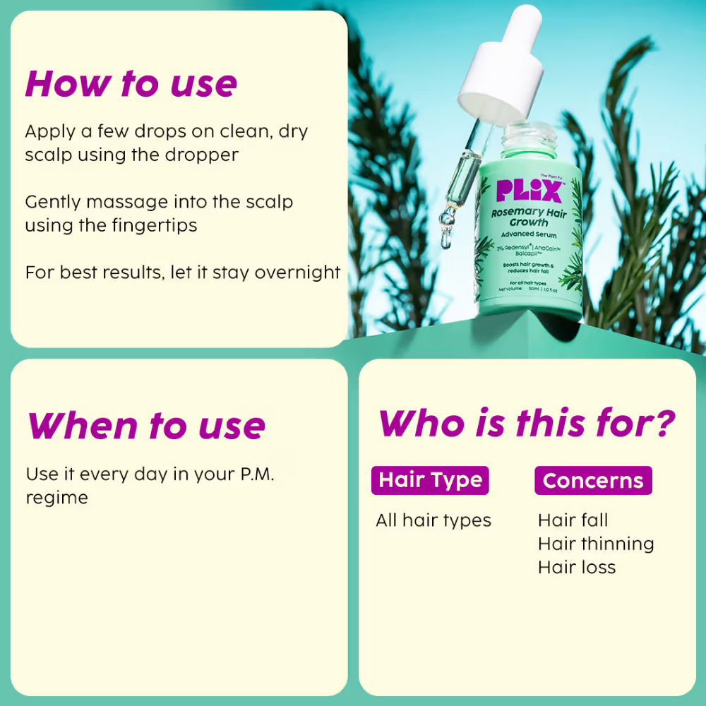 PLIX The Plant Fix Rosemary Anti Hairfall Kit (Serum, Shampoo, Conditioner & Hair Mask) | Grocsy