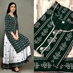 Vamika Green Rayon Gota Patti work Kurti With Skirt Suit | Grocsy