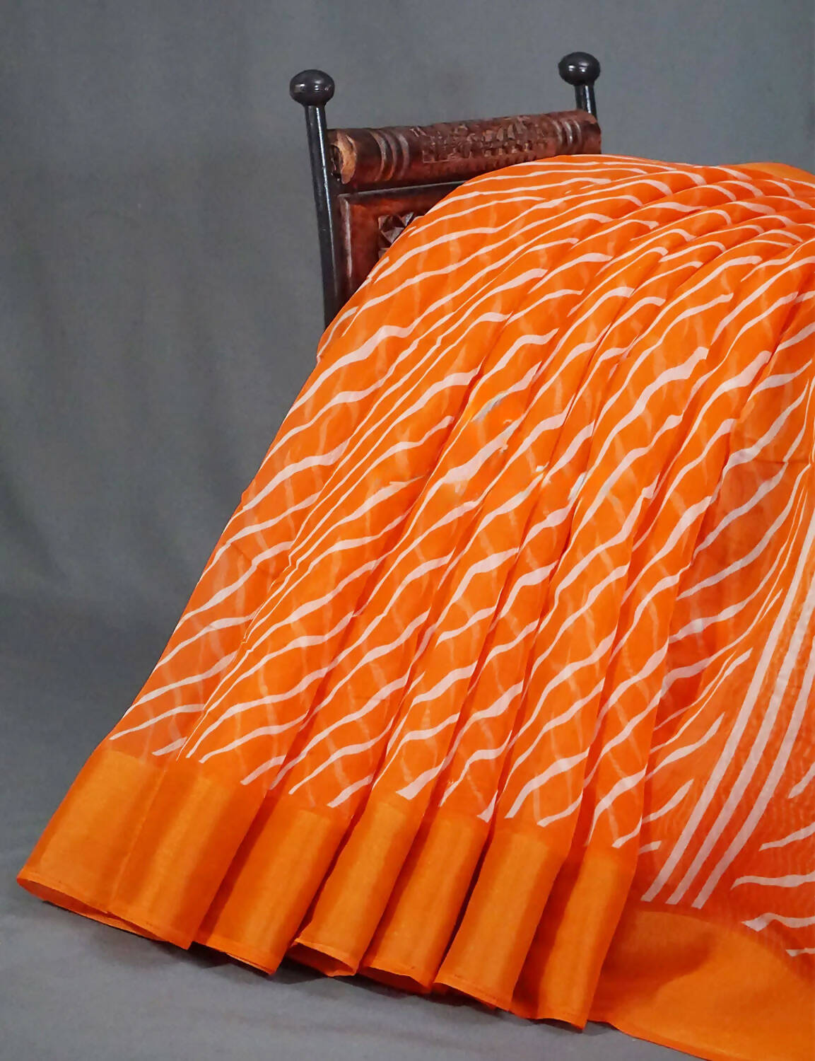 Shades of Orange with Lehariya Design Semi Chanderi Saree By Gayathri Reddy Designer Studio | Grocsy