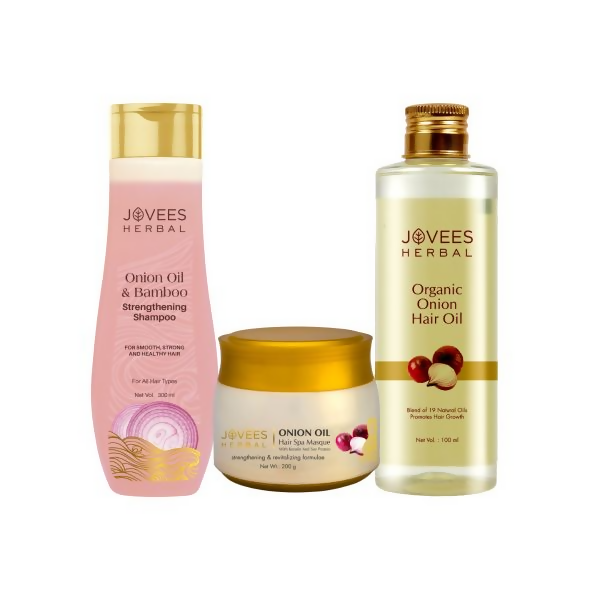 Jovees Organic Onion Hair Oil & Shampoo & Hair SPA Masque Combo | Grocsy