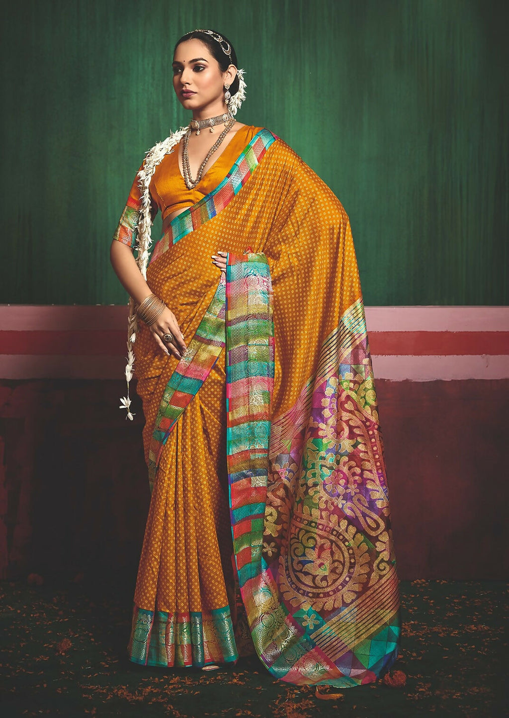 Joban Fashion Tushar Silk Mustard Colored With Zari Border And Designer Pallu Saree | Grocsy