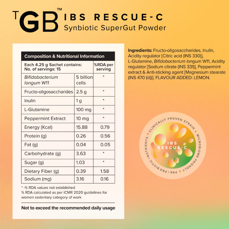 The Good Bug IBS Rescue - C SuperGut Powder for Irritable Bowel Syndrome 15 Days Pack | Grocsy