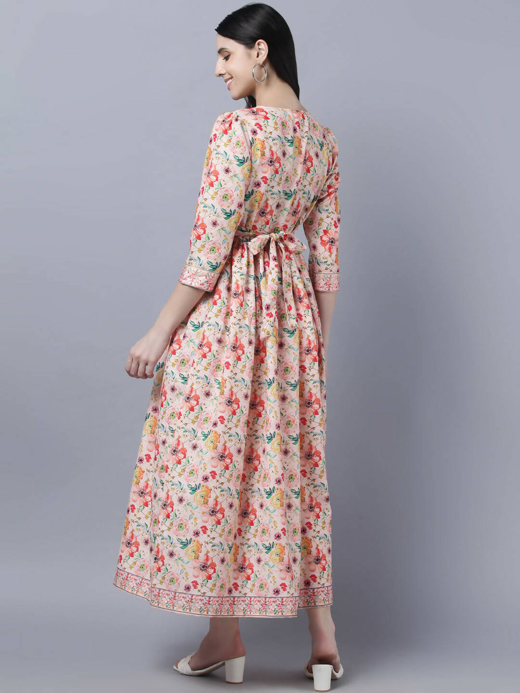 Myshka Women Multicoloured Printed Fit and Flare Ethnic Dress | Grocsy
