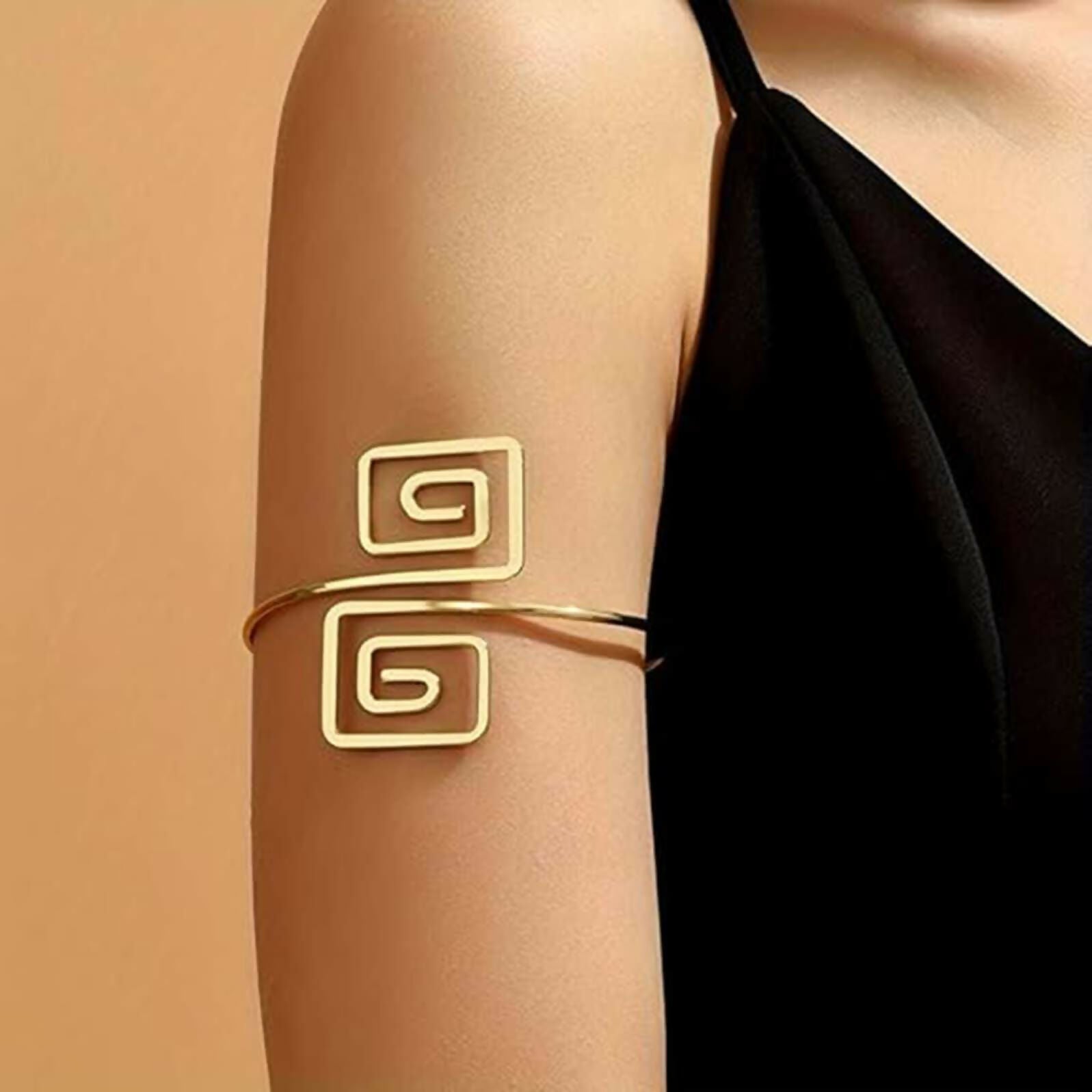 Joban Fashion Golden Alloy Fancy Spiral Cuff Armlet | Grocsy